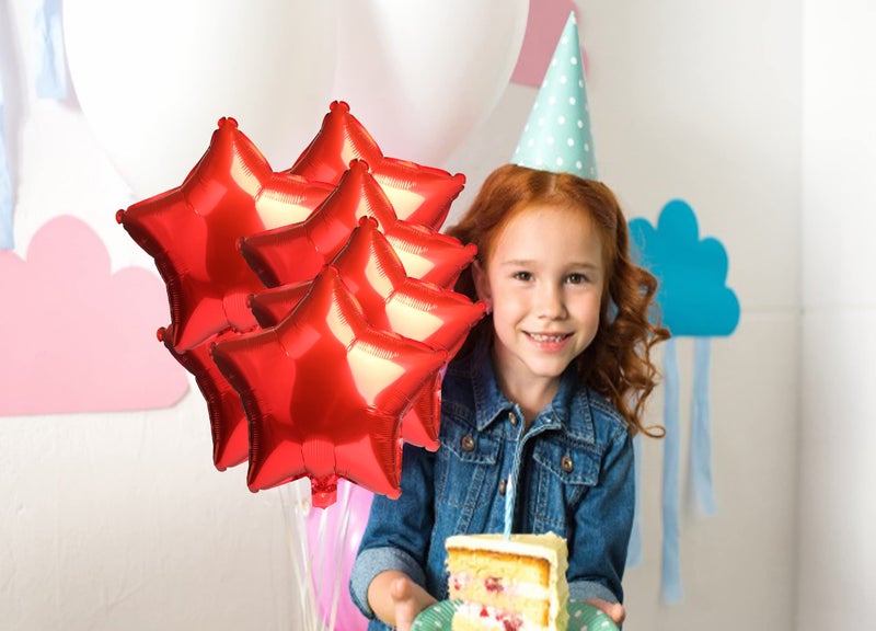 MEETINGU 18 Inch Red Star Balloons, Aluminum Foil Balloon Mylar Balloon for Birthday, Wedding, Baby Shower, Party Decoration,10Pcs - Image 5